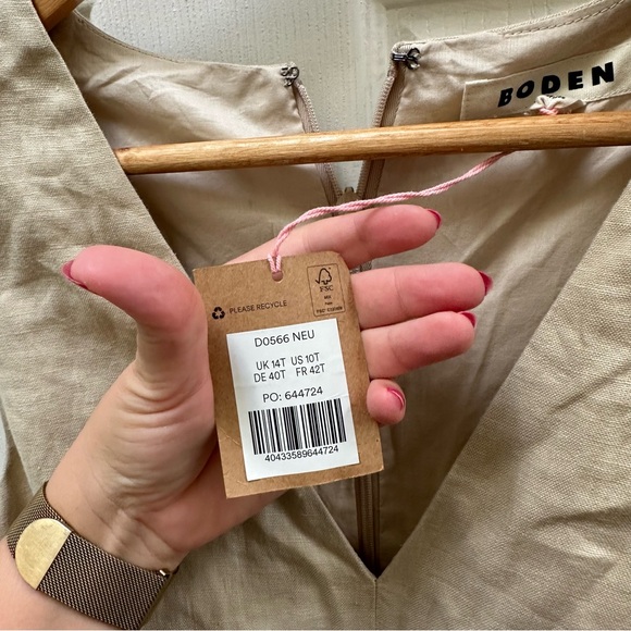 NWT BODEN LINEN WIDE LEG JUMPSUIT CREAM 10 v neck sleeveless tank tall - Picture 6 of 10